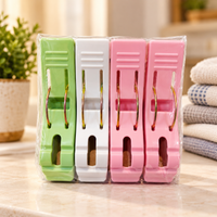 Anupam Pack of 4 Heavy Duty Multipurpose Plastic Clothes Clips with Metal Grip | Large Laundry Clips for Drying Clothes, Towels & Household Use