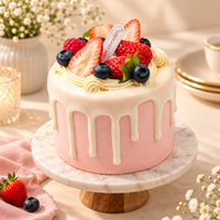Anupam Premium Artificial Strawberry Fruit Cake Showpiece Pack of 1 | Realistic Decorative Fake Cake for Home, Cafe, Bakery Display & Photography Prop