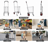 Heavy Duty Folding Shopping Trolley Cart with Basket & 4 Wheels – Multipurpose Grocery Utility Cart