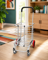 Heavy Duty Folding Shopping Trolley Cart with Basket & 4 Wheels – Multipurpose Grocery Utility Cart
