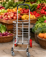 Heavy Duty Folding Shopping Trolley Cart with Basket & 4 Wheels – Multipurpose Grocery Utility Cart