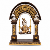 Anupam Premium Lord Krishna Jhula Decorative Showpiece | Antique Gold & Silver Finish Home Decor Idol