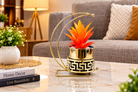 Premium Artificial Metal Flower Pot with Stand Home Decor, Decorative Home Item / Tabletop Statue / Luxury Flower Showpiece for Living Room, Office & Gifting
