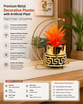 Premium Artificial Metal Flower Pot with Stand Home Decor, Decorative Home Item / Tabletop Statue / Luxury Flower Showpiece for Living Room, Office & Gifting