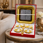 Premium Gold & Silver Designer Serving Bowl Set with Trays & Diya | Luxury Gift Hamper