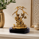 Premium Golden Radha Krishna Idol Under Tree with Peacock Design | Decorative Murti for Home, Mandir & Gifting