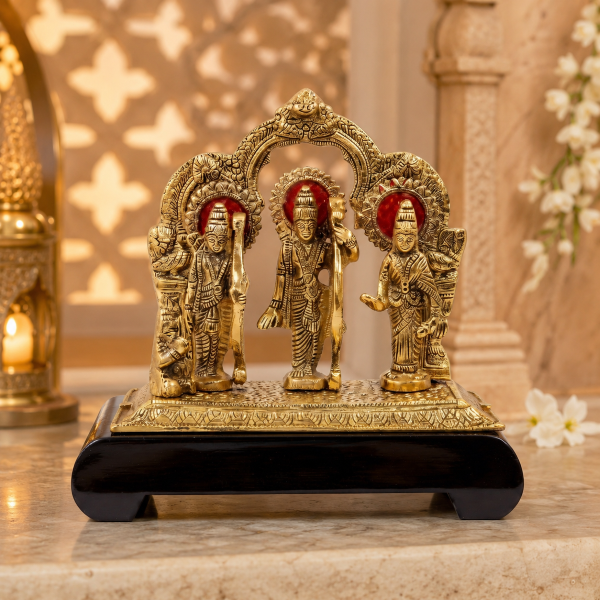 Premium Golden Lord Rama Darbar Idol Set | Ram, Lakshman & Sita Decorative Murti for Home Mandir