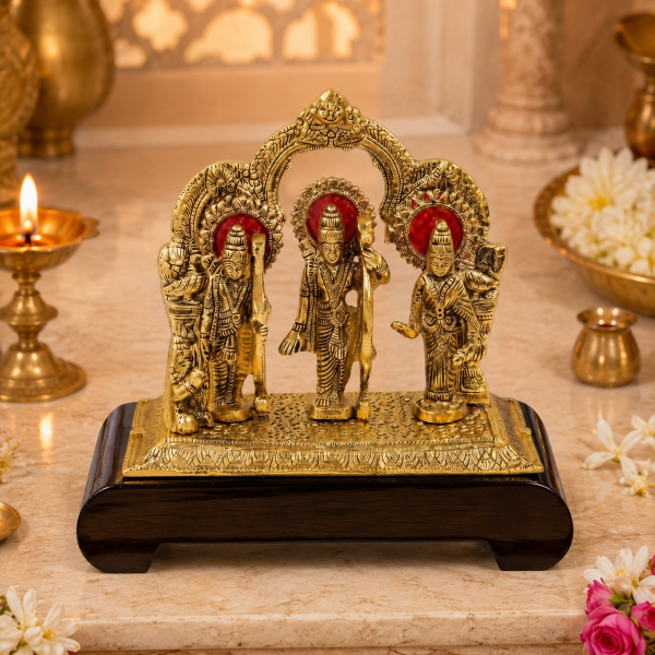 Premium Golden Lord Rama Darbar Idol Set | Ram, Lakshman & Sita Decorative Murti for Home Mandir