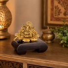 Premium Golden Lord Ganesha Idol on Lotus | Decorative Ganpati Murti for Home, Mandir & Gifting