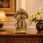 Premium Radha Krishna Idol Under Kadamba Tree | Antique Gold Finish Spiritual Home Décor