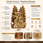 Premium Radha Krishna Decorative Idol with Peacock & Floral Design | Gold Finish Spiritual Home Decor