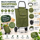 Anupam Premium Olive Green Foldable Shopping Trolley Bag - Heavy Duty Grocery Cart with Wheels