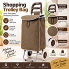 Premium Foldable Shopping Trolley Bag with Wheels - Heavy Duty Reusable Grocery Cart