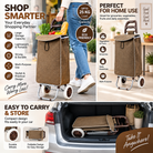 Premium Foldable Shopping Trolley Bag with Wheels - Heavy Duty Reusable Grocery Cart