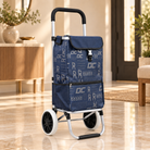 Anupam Premium Navy Blue Foldable Shopping Trolley Bag - Heavy Duty Grocery Cart with Wheels