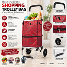 Anupam Premium Modern Printed Red Folding Shopping Trolley Bag with Wheels - Heavy-Duty Grocery Cart