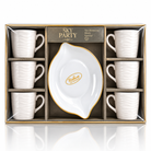 Anupam Premium 7-Piece White Tea & Coffee Cup Set with Designer Serving Plate | Elegant Gift Set