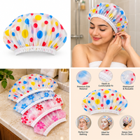 Anupam Reusable Waterproof Printed Shower Caps for Women with Elastic Edge, Hair Protection Bath Cap – Pack of 4