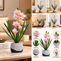 Premium Artificial Beautiful Flower Pot Home Decor, Decorative Home Item / Tabletop Statue / Luxury Flower Showpiece for Living Room, Office & Gifting