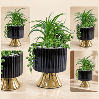 Anupam Premium Artificial Flower Metal Pot with Stand Home Decor, Decorative Home Item / Tabletop Statue / Luxury Flower Showpiece for Living Room, Office & Gifting