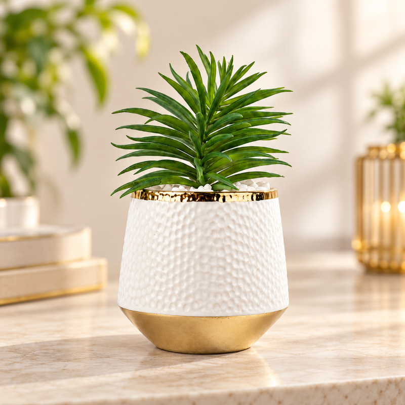 Premium Artificial Decorative Flower Pot Home Decor, Decorative Home Item / Tabletop Statue / Luxury Flower Showpiece for Living Room, Office & Gifting