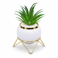 Premium Artificial Attractive Flower Pot with Metal Stand Home Decor, Decorative Home Item / Tabletop Statue / Luxury Flower Showpiece for Living Room, Office & Gifting