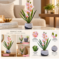 Premium Artificial Beautiful Flower Pot Home Decor, Decorative Home Item / Tabletop Statue / Luxury Flower Showpiece for Living Room, Office & Gifting