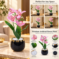 Premium Artificial Beautiful Flower Pot Home Decor, Decorative Home Item / Tabletop Statue / Luxury Flower Showpiece for Living Room, Office & Gifting
