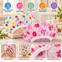 Anupam Reusable Waterproof Printed Shower Caps for Women with Elastic Edge, Hair Protection Bath Cap – Pack of 4