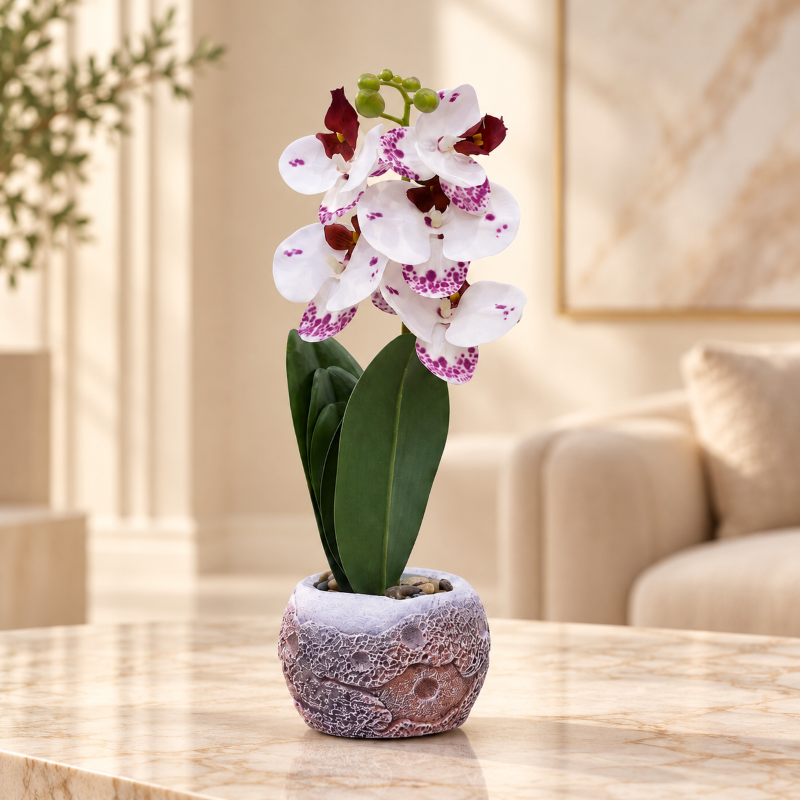Premium Artificial Decorative Flower Pot Home Decor, Decorative Home Item / Tabletop Statue / Luxury Flower Showpiece for Living Room, Office & Gifting