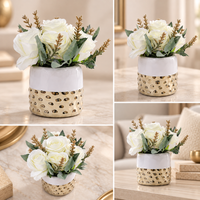 Premium Artificial Eye-Catching Flower Pot Home Decor, Decorative Home Item / Tabletop Statue / Luxury Flower Showpiece for Living Room, Office & Gifting