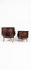 Premium Set of 2 Copper Finish Decorative Metal Planters with Stand – Hammered Design