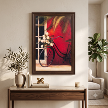Anupam Vintage Bicycle & Floral Metal Framed Wall Painting – 18 x 26 Inch Premium Decorative Wall Art for Living Room & Home Decor
