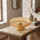 Anupam Premium Amber Textured Glass Decorative Bowl with Golden Accent | Elegant Serving & Home Décor Bowl
