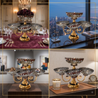 Premium 4-Bowl Gold Serving Stand with Smoky Grey Glass - Royal Centerpiece & Dry Fruit Platter