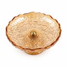 Anupam Premium Amber Textured Glass Decorative Bowl with Golden Accent | Elegant Serving & Home Décor Bowl