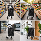 Premium Modern Printed Folding Shopping Trolley Bag with Wheels - Heavy-Duty Grocery Cart