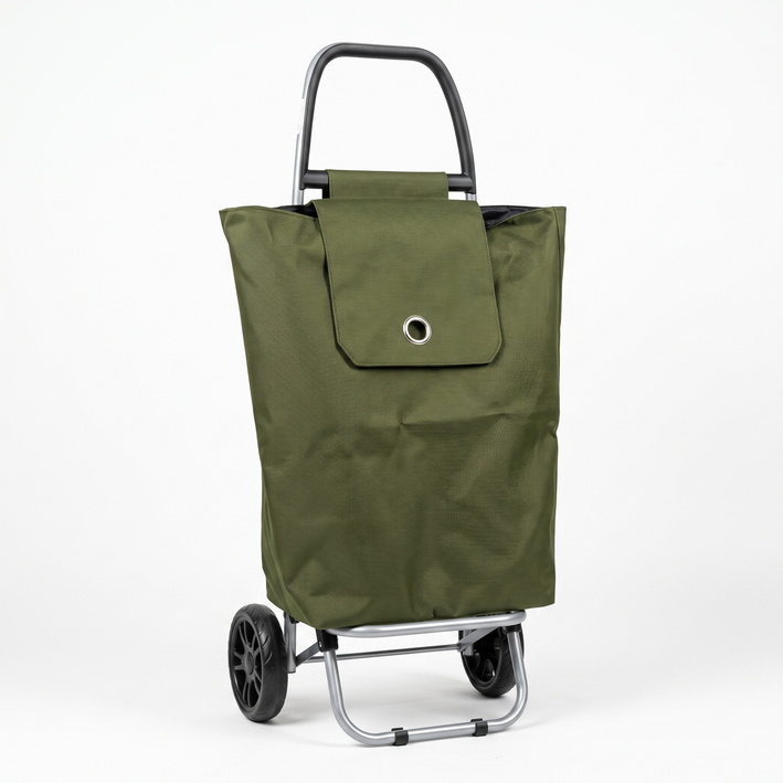 Anupam Premium Olive Green Foldable Shopping Trolley Bag - Heavy Duty Grocery Cart with Wheels