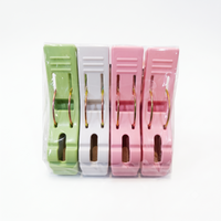 Anupam Pack of 4 Heavy Duty Multipurpose Plastic Clothes Clips with Metal Grip | Large Laundry Clips for Drying Clothes, Towels & Household Use