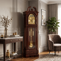Anupam Premium Wooden Grandfather Pendulum Floor Clock with Chime – Classic Antique Home Decor