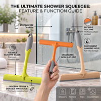 Anupam Premium Bathroom Glass Cleaning Wiper with Long Handle | Multipurpose Shower Squeegee for Mirror, Tiles, Kitchen & Window Cleaning