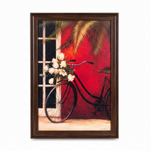 Anupam Vintage Bicycle & Floral Metal Framed Wall Painting – 18 x 26 Inch Premium Decorative Wall Art for Living Room & Home Decor