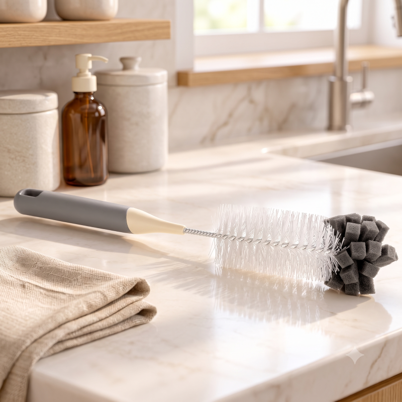 Anupam Premium Bottle & Container Cleaning Brush with Long Handle | Multipurpose Bottle Scrubber for Water Bottles, Jars, Baby Bottles & Kitchen Containers