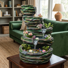 Premium Large Multi-Tier Rocky Cascade Water Fountain – Green & Stone Finish Decorative Fountain