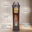 Anupam Premium Wooden Grandfather Pendulum Floor Clock with Chime – Classic Antique Home Decor