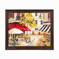 Anupam European Street Cafe Metal Framed Wall Painting – 18 x 26 Inch Premium Vintage Cityscape Wall Art for Home & Office Decor