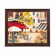 Anupam European Street Cafe Metal Framed Wall Painting – 18 x 26 Inch Premium Vintage Cityscape Wall Art for Home & Office Decor