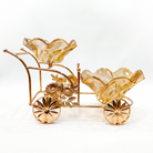 Premium Decorative Gold-Tone Metal Wheelbarrow Fruit and Candy Server