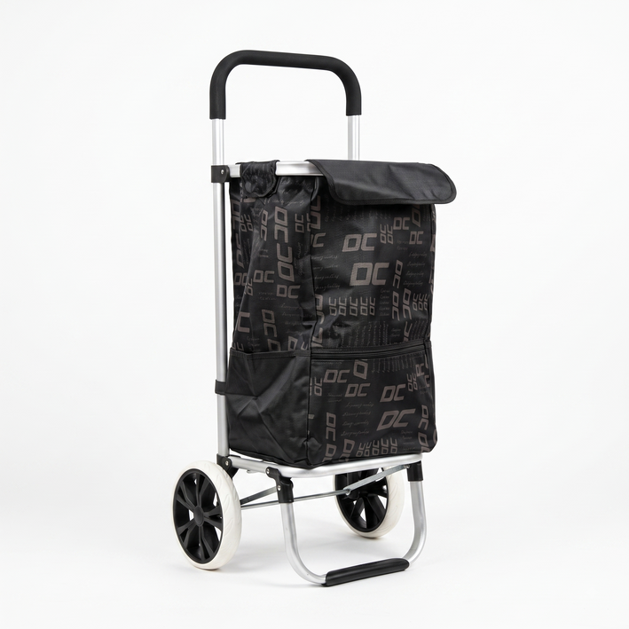 Premium Modern Printed Folding Shopping Trolley Bag with Wheels - Heavy-Duty Grocery Cart