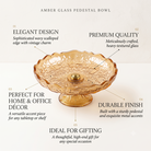 Anupam Premium Amber Textured Glass Decorative Bowl with Golden Accent | Elegant Serving & Home Décor Bowl